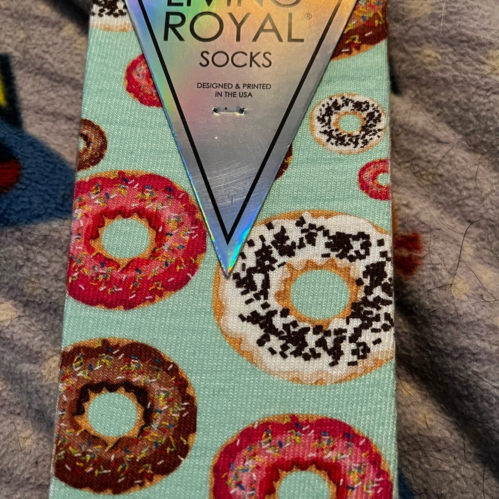 Living Royal Donut Patterned Socks - Blue and Multicolor